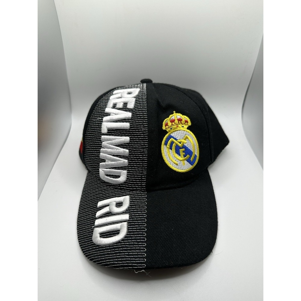 Real Madrid Hat Black Club Crest Strapback Cap With Embroidery Soccer Futbol